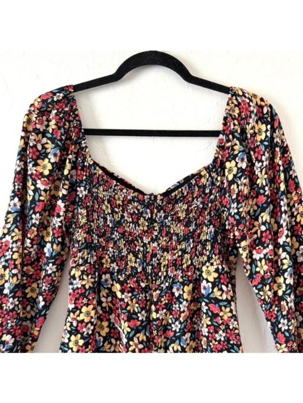 Lost + Wander Black Floral Paradise Valley Long Sleeve Midi dress Small - Picture 7 of 13